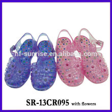 SR-13CR095 con flor (2). Sandalias plásticas de las sandalias de la jalea de las muchachas de las sandalias de la jale